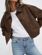 Women's Faux Suede Cropped Jacket